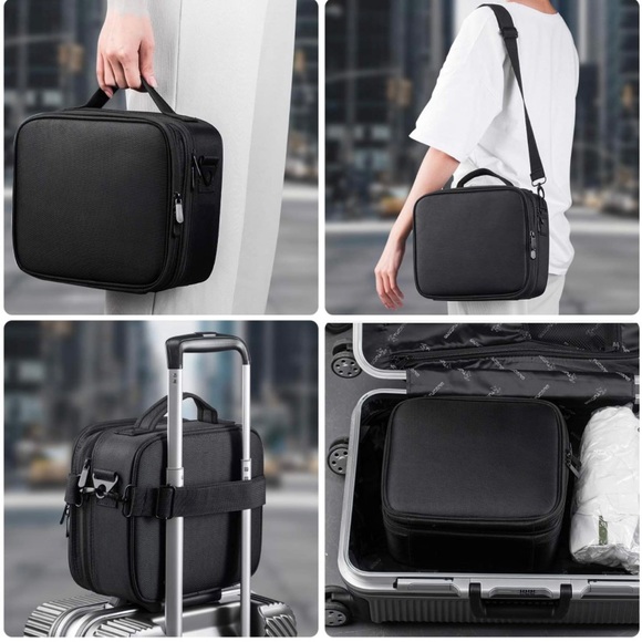 ⭐️ 2-Layers Travel Makeup Bag,Cosmetic Case Organizer with Mirror,Shoulder Strap - Picture 13 of 15